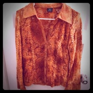 Tribal boho style sheer lace blouse/shirt